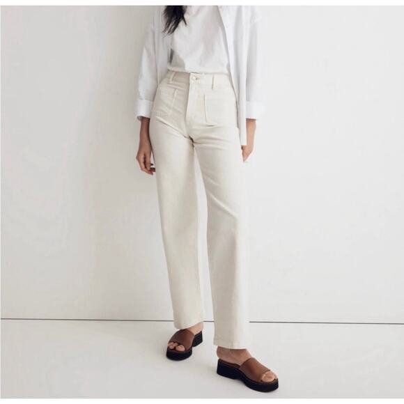 Madewell Denim - MADEWELL White The Perfect Vintage Wide-Leg Crop Jean NWT Size 30